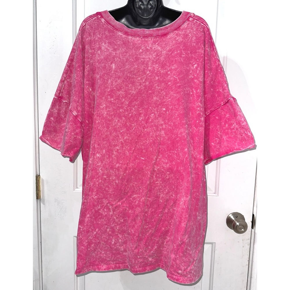 Jess Lea Pink Acid Wash Oversized Tee - Picture 5 of 7